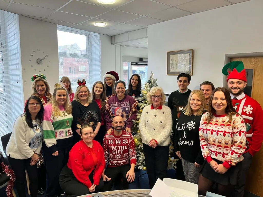 Heppenstalls team wearing Christmas jumpers supporting Honeypot Children’s Charity